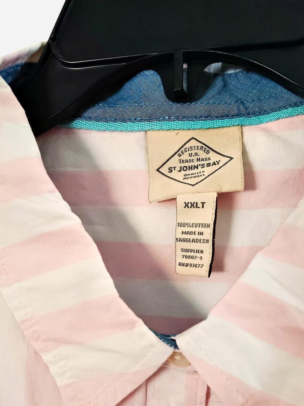 St. John's Bay Pink and White Striped Cotton Button-Down Shirt